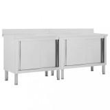 vidaXL Masa de lucru inox cu usi glisante, 2 buc, 200x50x97cm, HORECA, depozitare, blat 85cm, picioare reglabile, anticoroziva