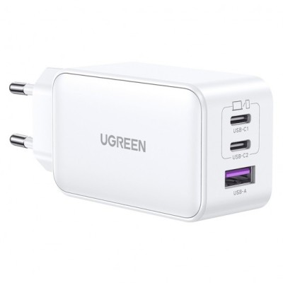 INCARCATOR retea Ugreen, &amp;quot;CD244&amp;quot; Quick Charge 65W GaN, 2 x USB Type-C, 1 x USB, alb &amp;quot;15334&amp;quot; (timbru verde 0.18 lei) - 6941876213344 foto