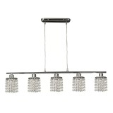Lustra tip pendul Meza, 5 lumini, metal/acril, argintiu/transparent, 20 x 80 x 95 cm