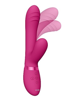 Vibrator Tani Triple Action Vibrating, Finger Motion, Pulse Wave, Silicon Roz 21.5 cm foto
