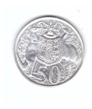 Moneda Australia 50 cents/centi 1966, stare foarte buna, cu luciu, curata