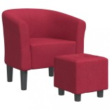 Cumpara ieftin Fotoliu tip cuva cu taburet, rosu vin, material textil