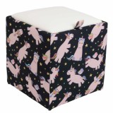 TABURET BOX - PRINT - CORP UNICORNI/CAPAC IMITATIE PIELE DIVERSE CULORI - Roz 21896