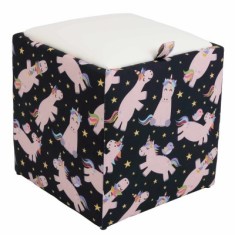 TABURET BOX - PRINT - CORP UNICORNI/CAPAC IMITATIE PIELE DIVERSE CULORI - Galben 22168 foto