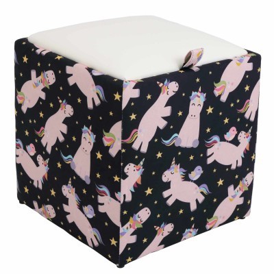 TABURET BOX - PRINT - CORP UNICORNI/CAPAC IMITATIE PIELE DIVERSE CULORI - Visiniu 21902