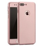 Husa iPhone 7 Plus Flippy 360 Full Cover Auriu + Folie Protectie, Anti-amprenta, Protectie Camera