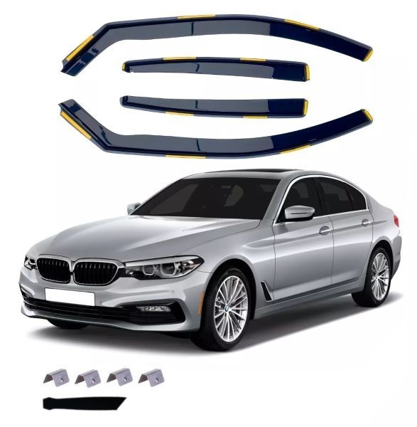 Paravanturi de vant pentru BMW 5 G30 2018-2022 Auto Masina Negru transparent 4 buc.