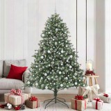 vidaXL Brad de Crăciun artificial cu 300 LED Verde 140 x 140 x 210 cm 3395248