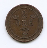 Suedia 2 Ore 1906 - Oscar II, Bronz, 21 mm KM-769