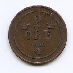 Suedia 2 Ore 1906 - Oscar II, Bronz, 21 mm KM-769