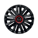 Cumpara ieftin Set 4 Capace Roti pentru Nissan Nou, model Royal Black Cu Inel Rosu, R15, NISSAN