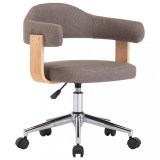Cumpara ieftin Scaun de masa pivotant gri taupe lemn curbat/material textil