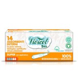 Tampoane din bumbac bio hipoalergenic, compostabil, cu aplicator (14 buc) - 3 picaturi - VIVICOT BIO