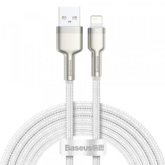 Cablu Date si Incarcare USB-A - Lightning Baseus Cafule Metal Series, 18W, 2m, Alb CALJK-B02