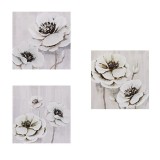 Tablou decorativ canvas, 3 piese, Flori, 30x30 cm, ATU-085728, Oem