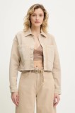Answear Lab geaca jeans culoarea bej, de tranzitie, oversize