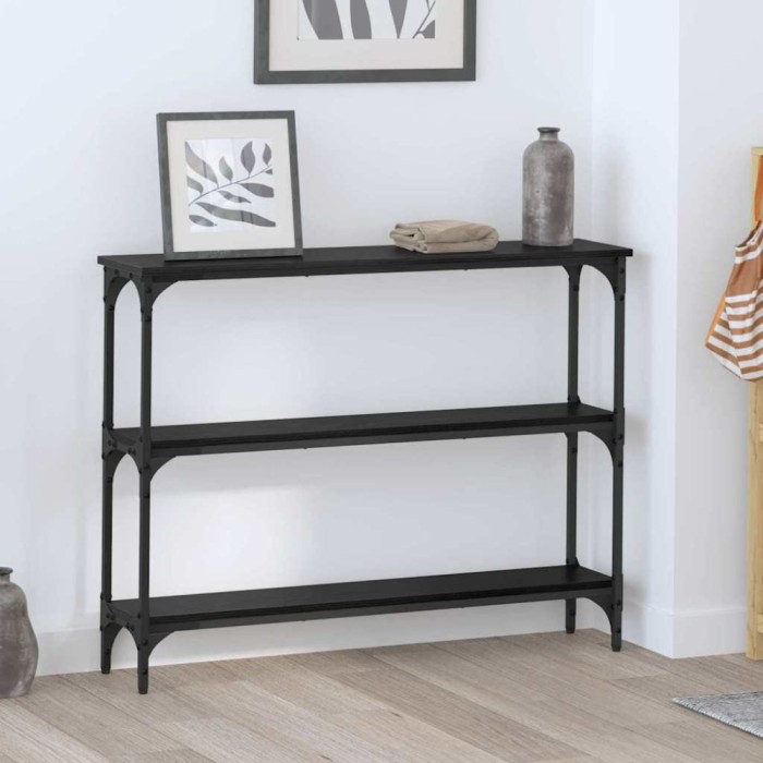 vidaXL Masă de consolă cu raft Stejar negru 100 x 22.5 x 75 cm 883505
