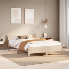 vidaXL Cadru de pat fără saltea, 135x190 cm, lemn masiv de pin 855606