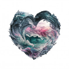 Sticker decorativ Inima in valuri, Multicolor, 52 cm, 5839ST
