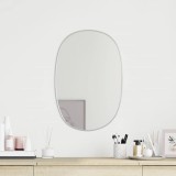 Oglinda perete vidaXL, argintie, 50x35 cm, decorativa, sticla &amp; PVC, design modern, montare usoara