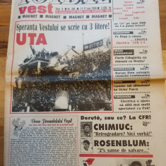 ziarul fotbal vest 11-17 mai 1999 - sperantele vestului UTA arad