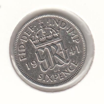 MAREA BRITANIE - 6 PENCE 1941 , Ag500, LM1.43