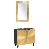 Cumpara ieftin Set dulap baie 2 buc. Negru si alama 62 x 33 x 58 cm