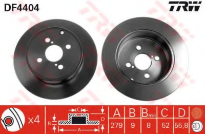 Disc frana TOYOTA COROLLA Combi (E12J, E12T) (2001 - 2007) TRW DF4404 foto