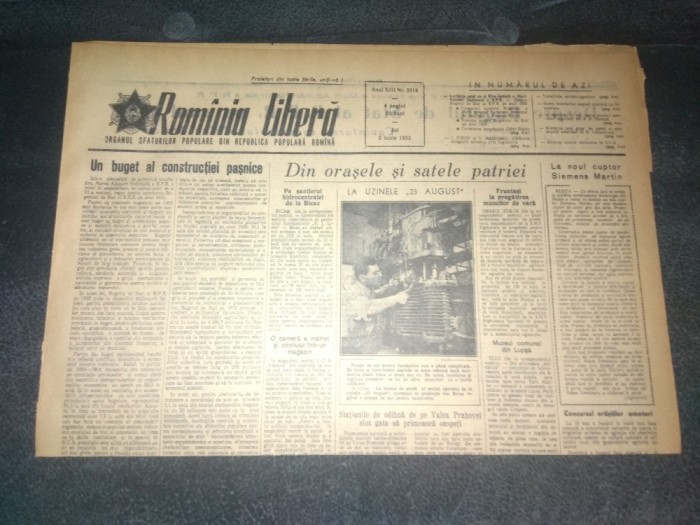 ZIARUL ROMANIA LIBERA 2 IUNIE 1955