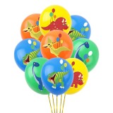 Set 9 Baloane Latex Dinozauri Colorate, 30cm, Ropet - Aniversare Copii, Petreceri, Baloane cu Imprimeu Dinozaur