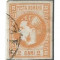 No(02)ROMANIA 1868-2 bani portocaliu-CAROL cu favoriti-stampilat cu sarniera