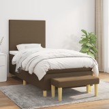 VidaXL Pat box spring cu saltea, maro &icirc;nchis, 100x200 cm, textil