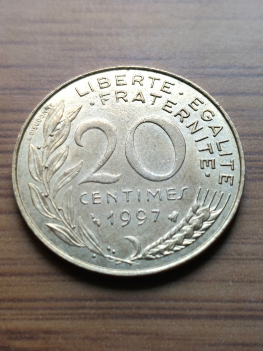Moneda Franta 20 Centimes 1997 -Luciu de batere