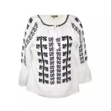 Cumpara ieftin Ie Traditionala Alba cu Motiv Floral Negru- IML08