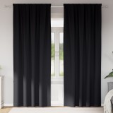 vidaXL Perdele cu perdele 2 pcs Negru 245 x 140 cm Poliester