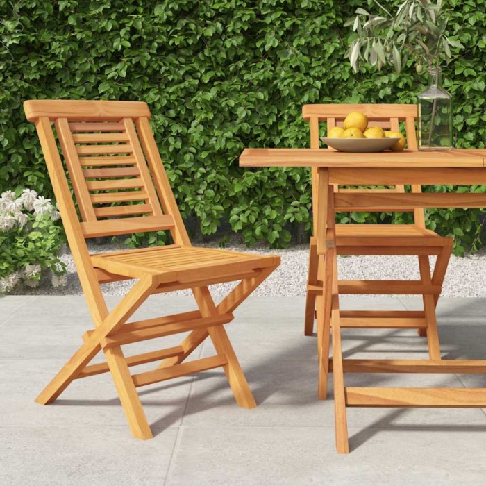 vidaXL Scaune de grădină pliante, 2 buc, 47x63x90 cm, lemn masiv tec