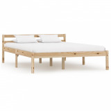 Cadru de pat, 120 x 200 cm, lemn masiv de pin, Cires, Dublu, Cu polite semirotunde, vidaXL