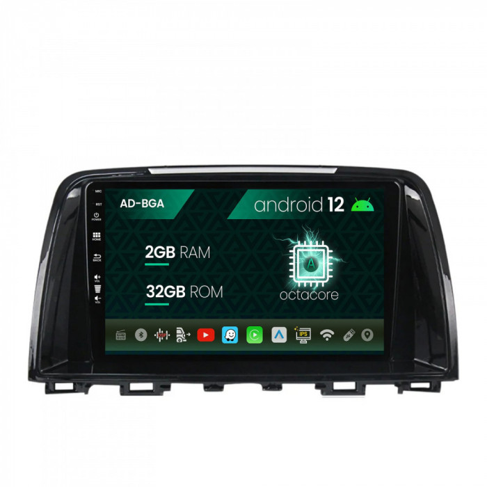 Navigatie Mazda 6 (2012-2017), Android 12, A-Octacore 2GB RAM + 32GB ROM, 9 Inch - AD-BGA9002+AD-BGRKIT328v2