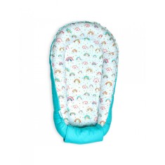 Baby Nest din Bumbac, model curcubeu cu turcoaz