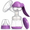 Pompa de san manuala 2 in1 cu biberon, 150 ml, 3 niveluri de aspirare, Cupa moale din silicon, Fara BPA, Roz