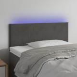 Cumpara ieftin Tăblie de pat cu LED, gri &icirc;nchis, 100x5x78/88 cm, catifea
