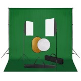 VidaXL Set studio foto cu lumini softbox, fundal și reflector