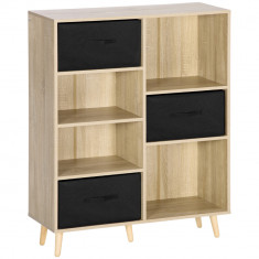 HOMCOM Bibliotecă cu 7 Compartimente, Dulap Multifuncțional cu Sertare Detașabile, 90x30x102.5 cm, Lemn | Aosom Romania