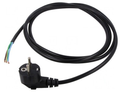 Cablu electric PVC 3x1mm2 2,5m cu ştecăr &amp;icirc;n unghi foto