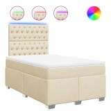 Cumpara ieftin Pat box spring cu saltea, crem, 120x200 cm, textil