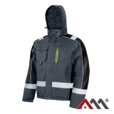 Cumpara ieftin Jacheta de iarna Classwork gri cu negru si benzi reflectorizante