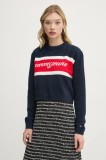 Tommy Jeans pulover din amestec de lana femei, culoarea albastru marin, DW0DW19341