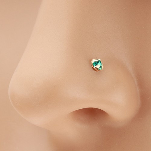 hire Hearing thick Piercing pentru nas din aur 585, drept - zirconiu stralucitor de culoare  aquamarine, 1,5 mm | arhiva Okazii.ro