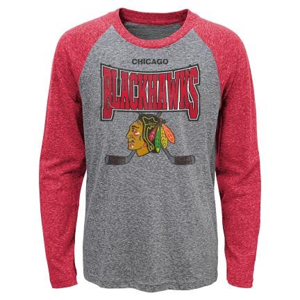 Chicago Blackhawks tricou cu măneci lungi pentru copii Stick Up LS Triblend Raglan - Dětsk&eacute; XL (14 - 16 let)