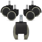 Set 5 Roti pentru scaun de birou tija 10/50 mm, Kwmobile, Gri, Plastic, 48041.22